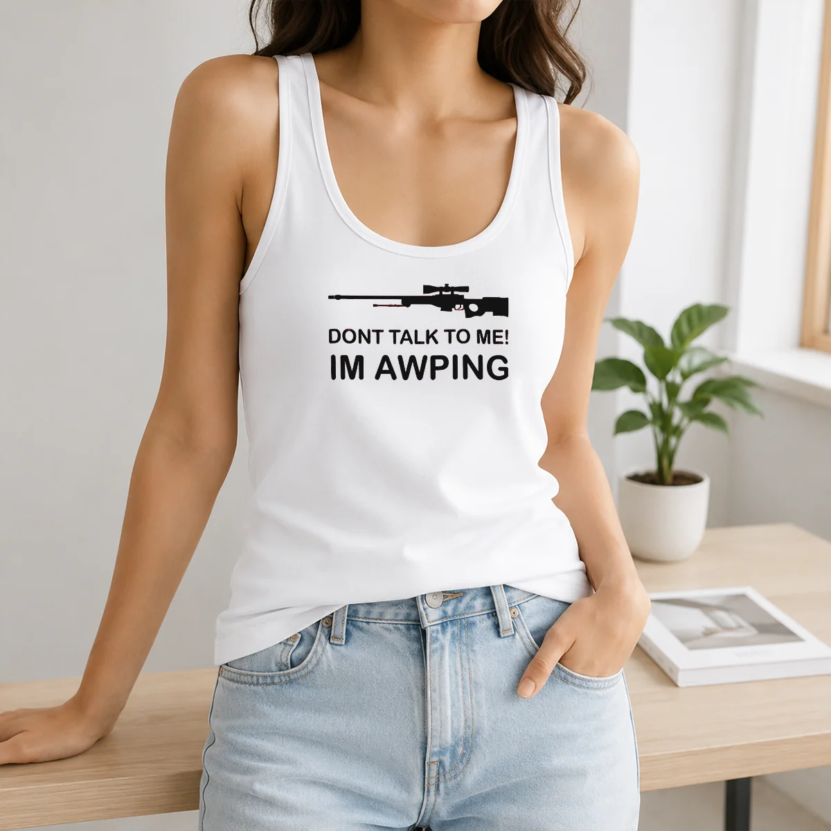 Nice Original Gaming Gamer Gear AWP Sniper Rifle Dont Talk To Me Im Awping Shirt - Image 3