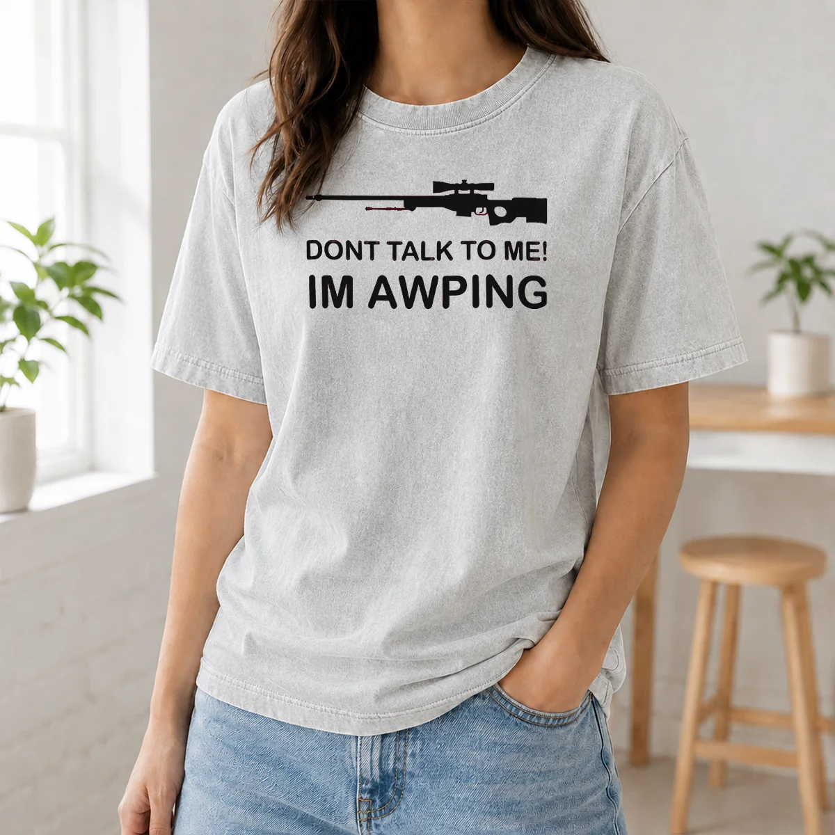 Nice Original Gaming Gamer Gear AWP Sniper Rifle Dont Talk To Me Im Awping Shirt - Image 8