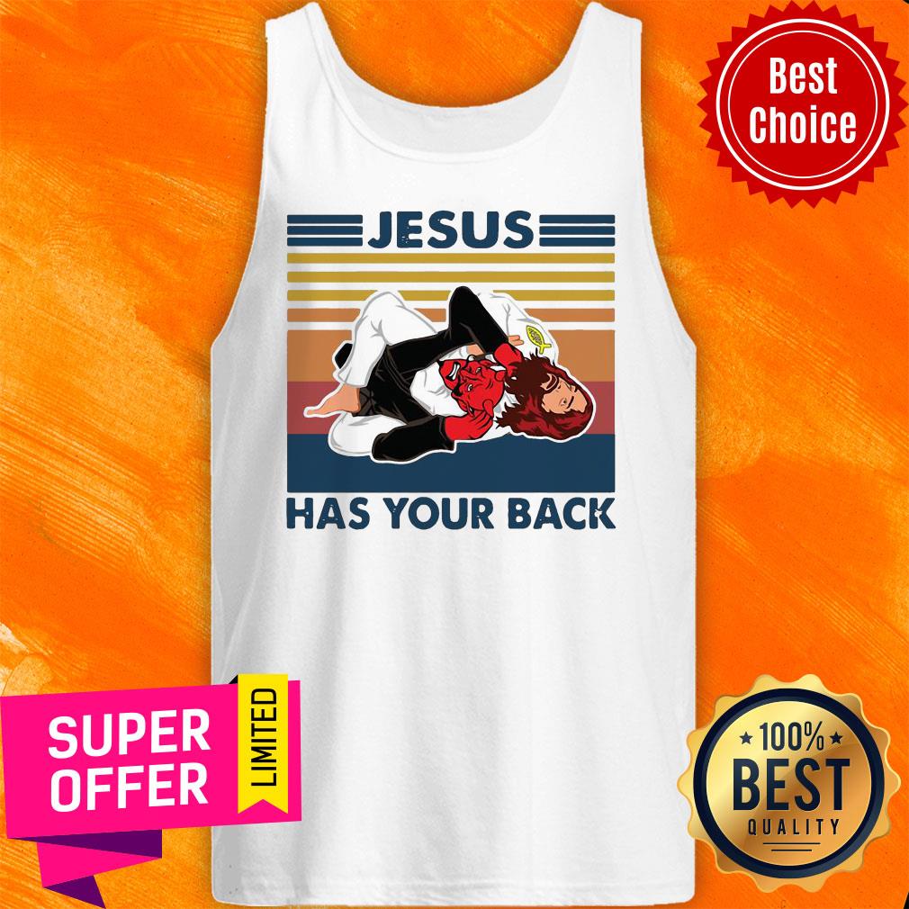 Nice Jiu Jitsu Jesus Has Your Back Vintage Retro Shirt - Image 5