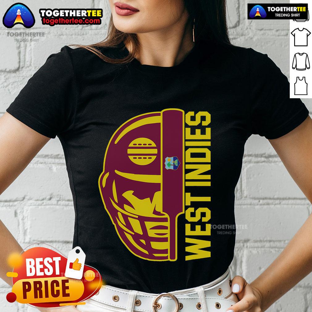 Top Cricket West Indies Fan Helmet Ball And Bat T-Shirt - Image 3