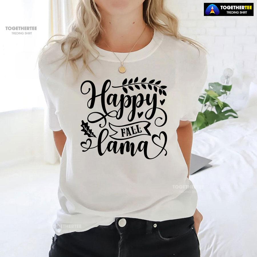Happy Fall Lama T-Shirt - Image 3
