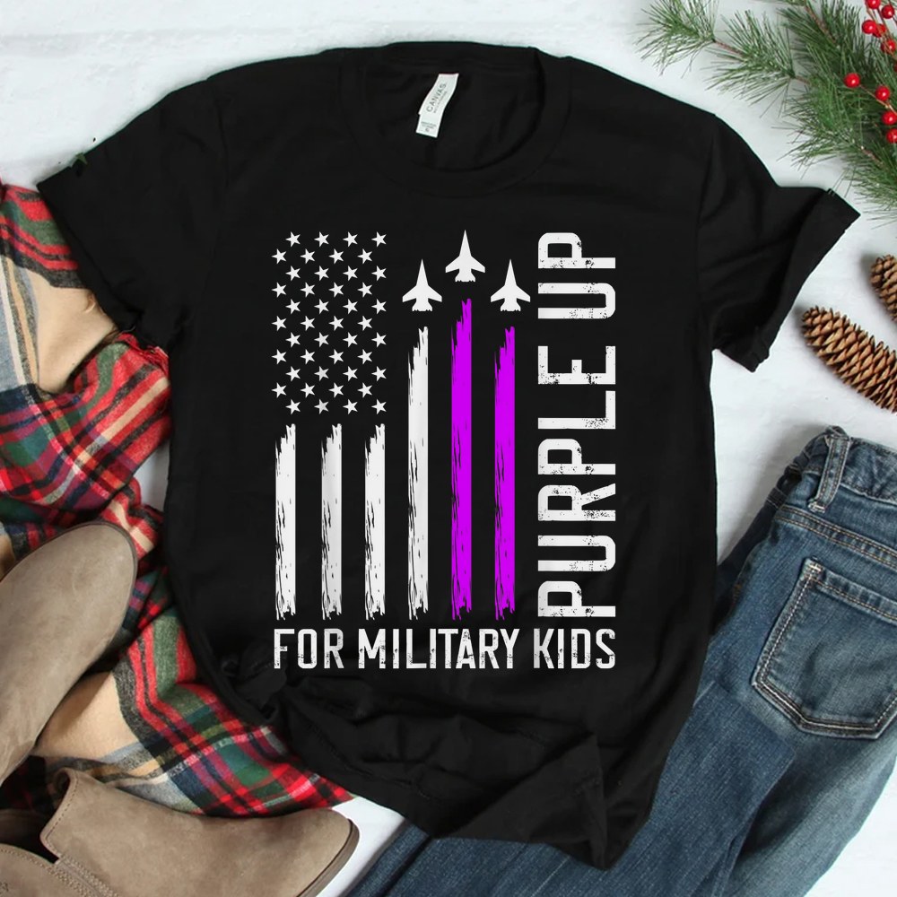Purple Up Military Kids Military Child Us Flag Air Force Shirt