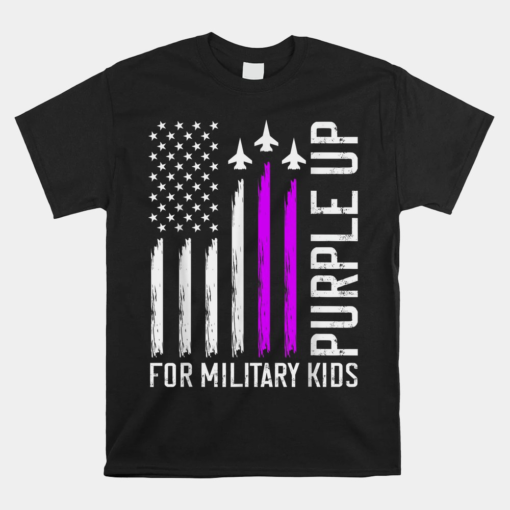 Purple Up Military Kids Military Child Us Flag Air Force Shirt - Image 4