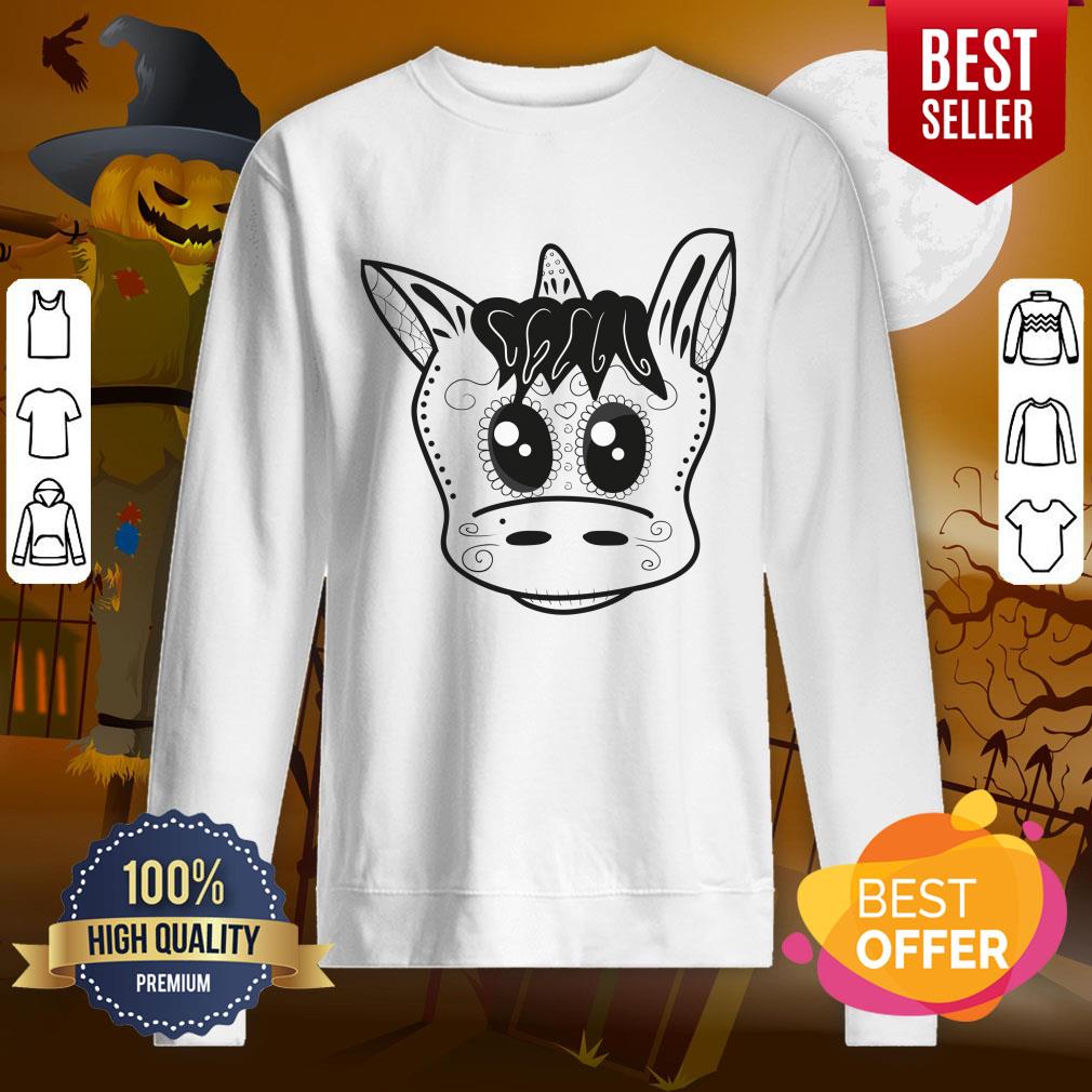 Einhorn Sugar Skull Dios De Los Muertos Day Of The Dead Shirt - Image 4