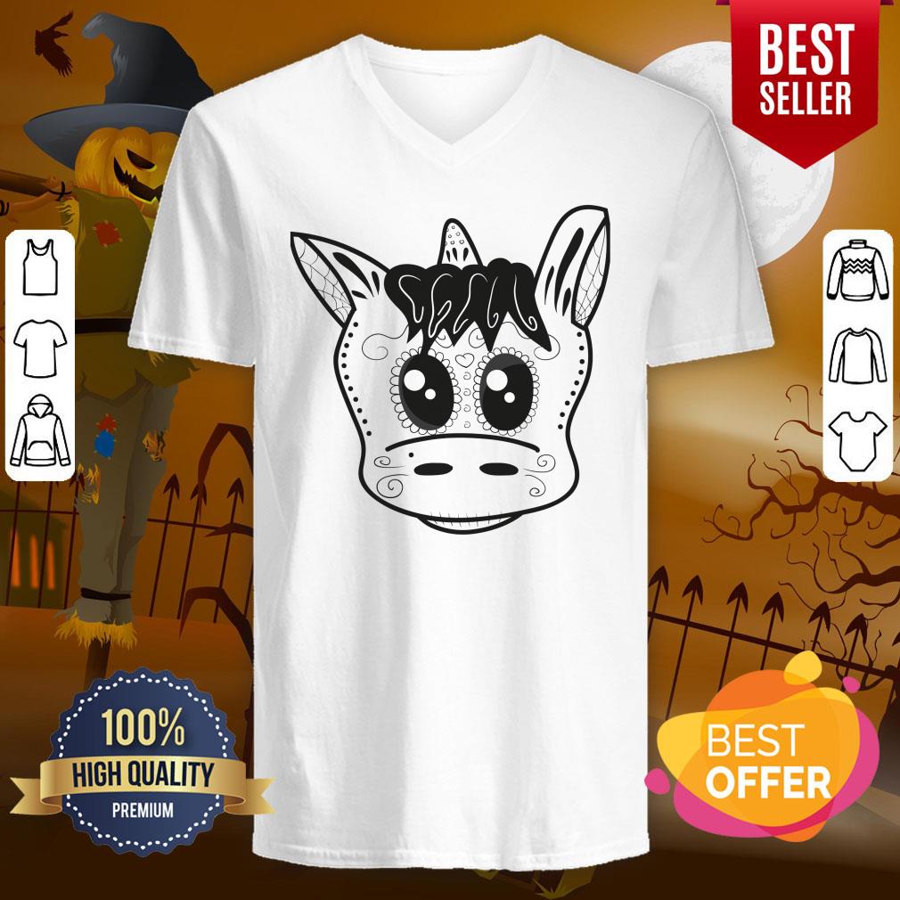 Einhorn Sugar Skull Dios De Los Muertos Day Of The Dead Shirt - Image 2