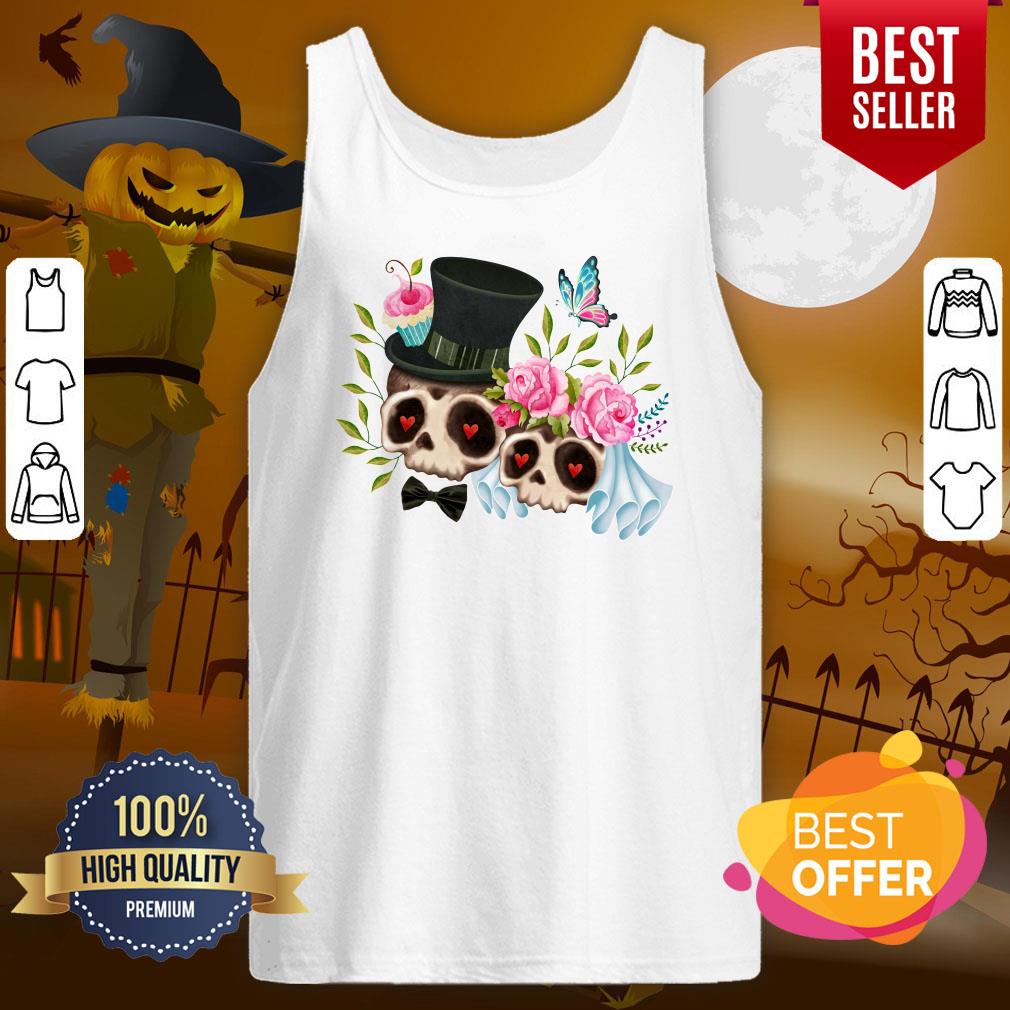Together Forever Sugar Skull Bride & Groom De Los Muertos Day Of The Dead Shirt - Image 3