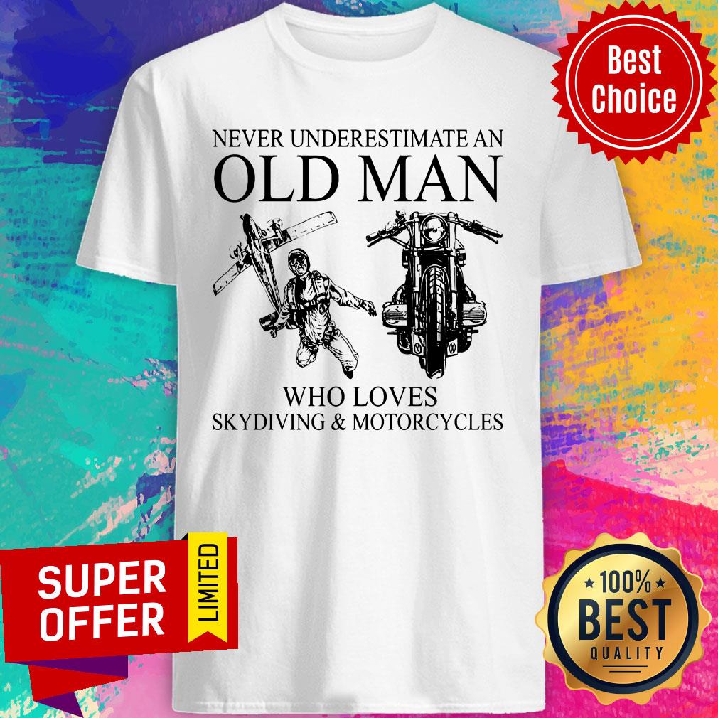 Top Old Man Skydiving Motorcycle Shirt