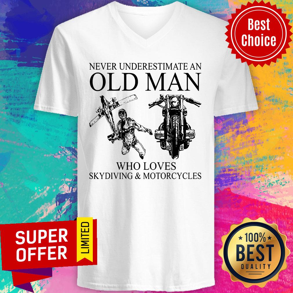Top Old Man Skydiving Motorcycle Shirt - Image 3