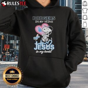 Alternative view of Nice Snoopy The Peanuts Los Angeles Dodgers In My Veins Jesus In My Heart T-Shirt