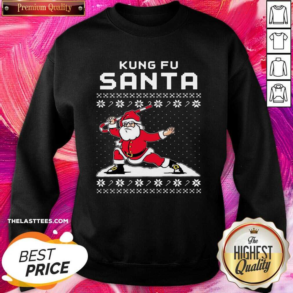 Pretty Kung Fu Santa ugly Christmas Shirt - Image 4
