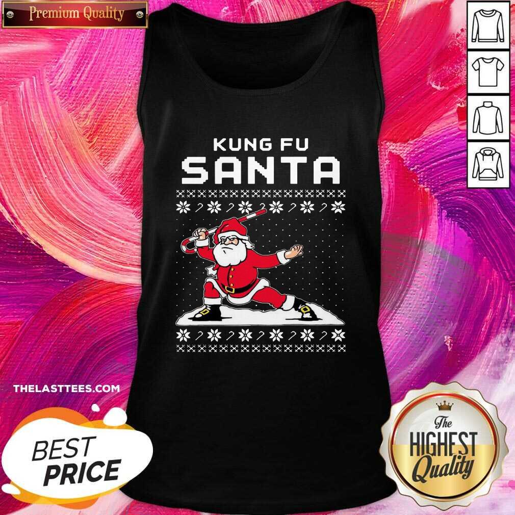 Pretty Kung Fu Santa ugly Christmas Shirt - Image 3