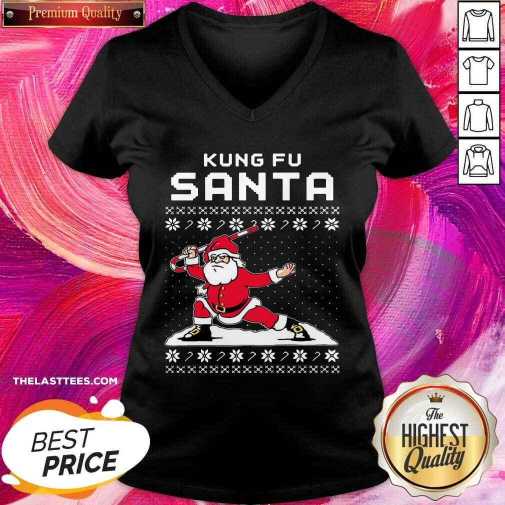 Pretty Kung Fu Santa ugly Christmas Shirt - Image 2