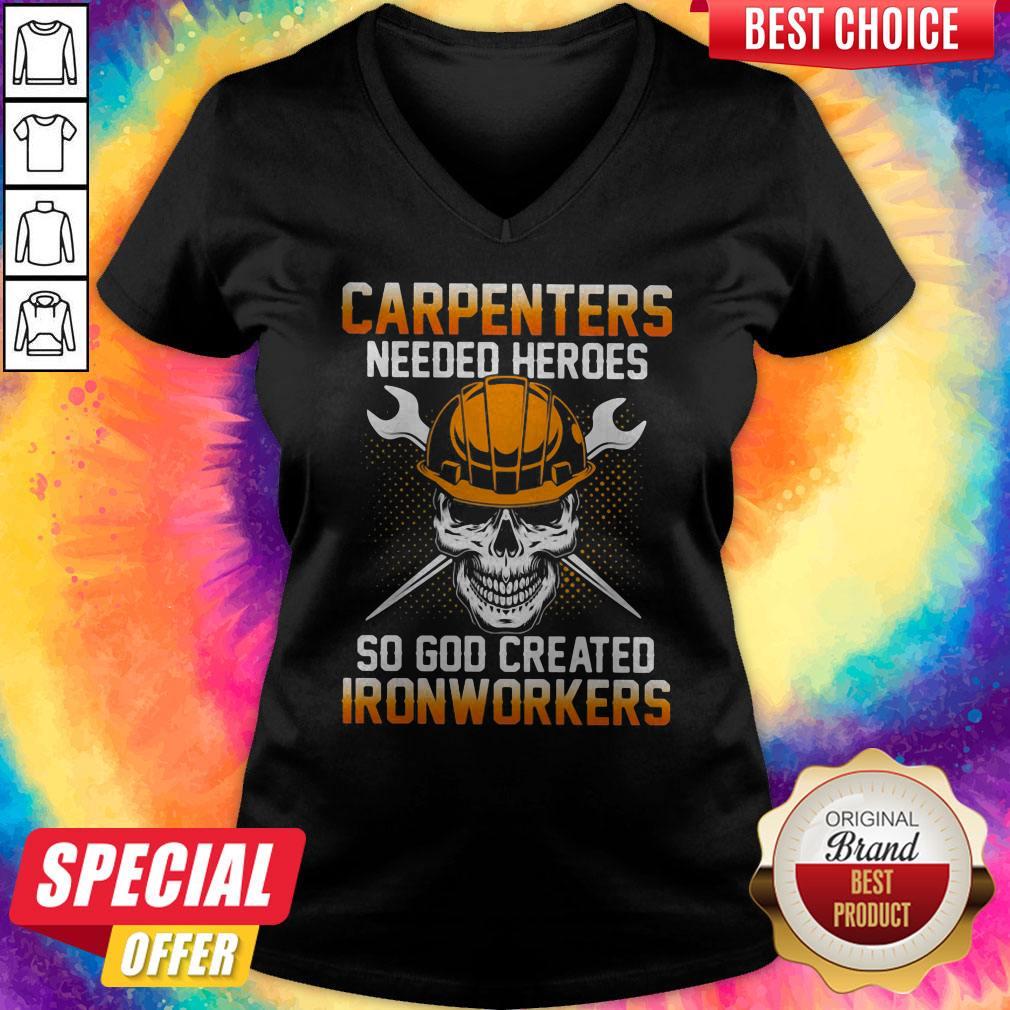 Carpenters Needed Heroes So God Created Ironworkers Skull Shirt - Image 4