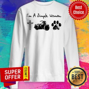 Alternative view of Top I’m A Simple Woman Jesus Motorcycle Dog Paw Shirt