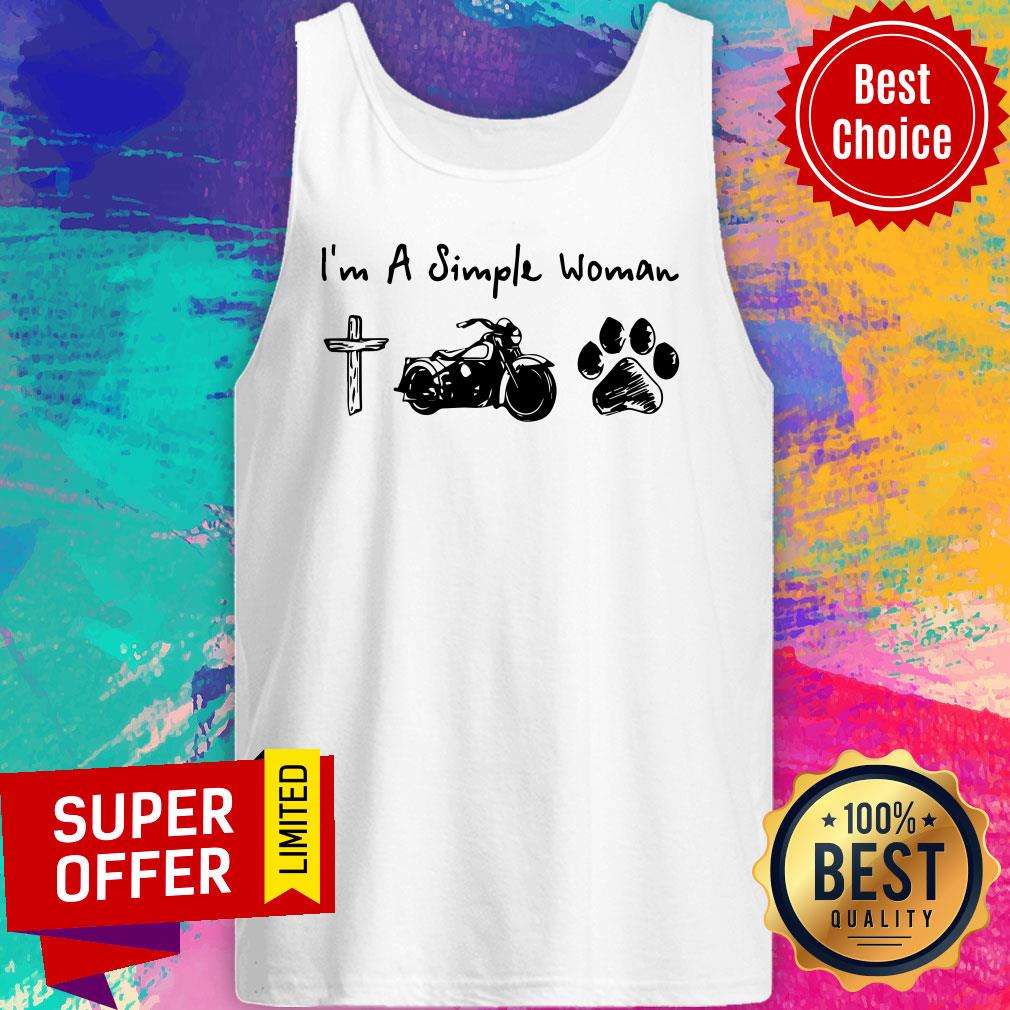 Top I’m A Simple Woman Jesus Motorcycle Dog Paw Shirt - Image 5