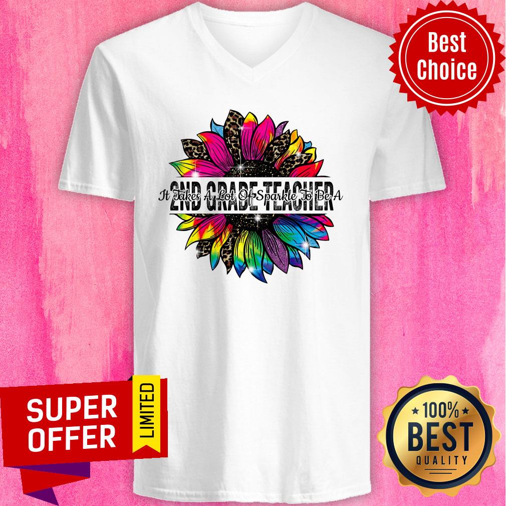 Sunflower Leopard It Take A Lot Of Sparkle To Be A 2nd Grade Teacher Shirt - Image 3