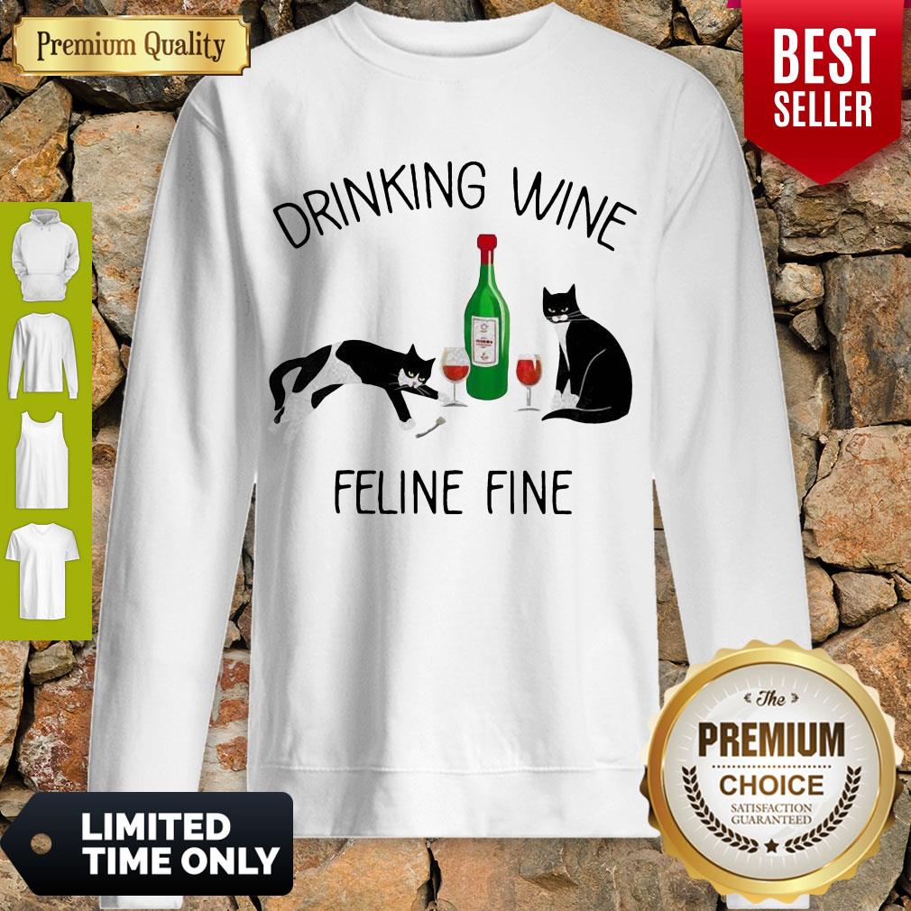 Top Cat Drinking Wine Feline Fine Shirt - Image 4