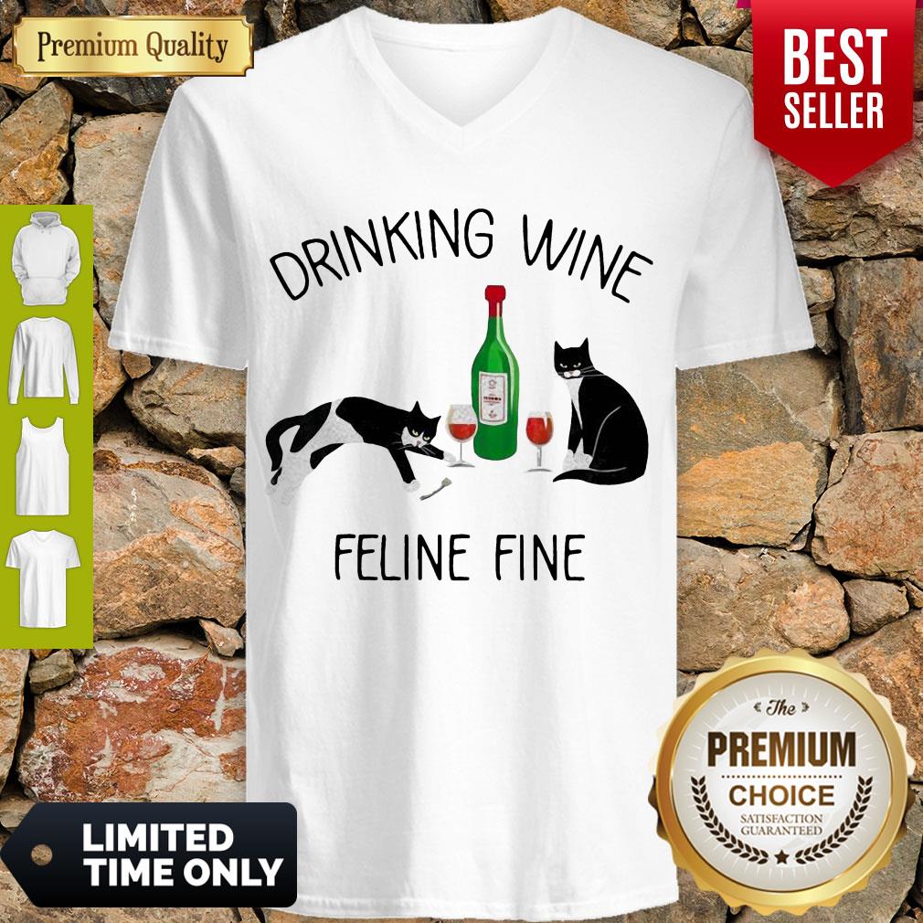 Top Cat Drinking Wine Feline Fine Shirt - Image 2
