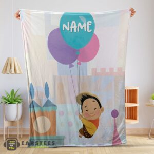 Good Disney Cartoon Up Boy With Balloon Blanket Fleece Customized Blanket