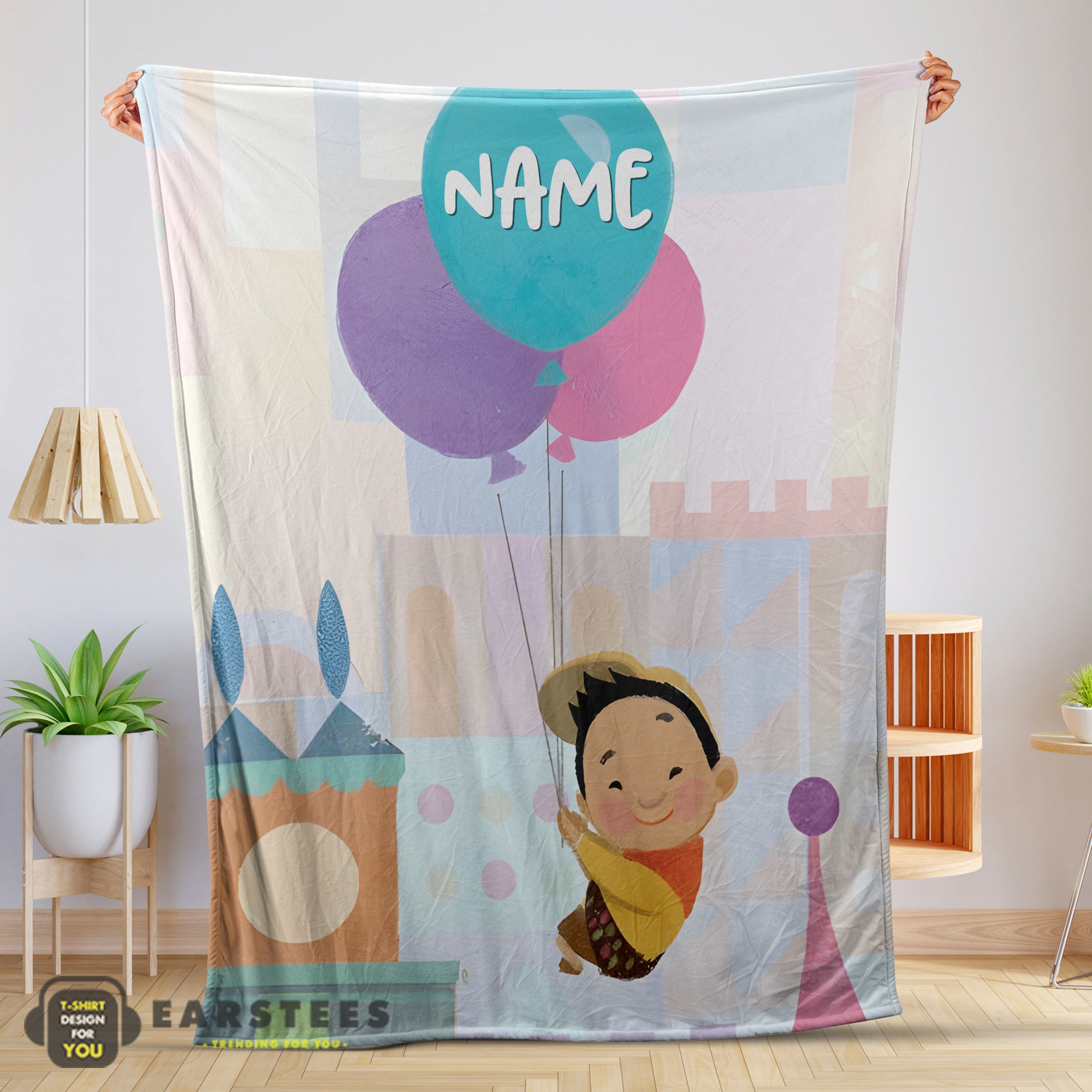 Good Disney Cartoon Up Boy With Balloon Blanket Fleece Customized Blanket