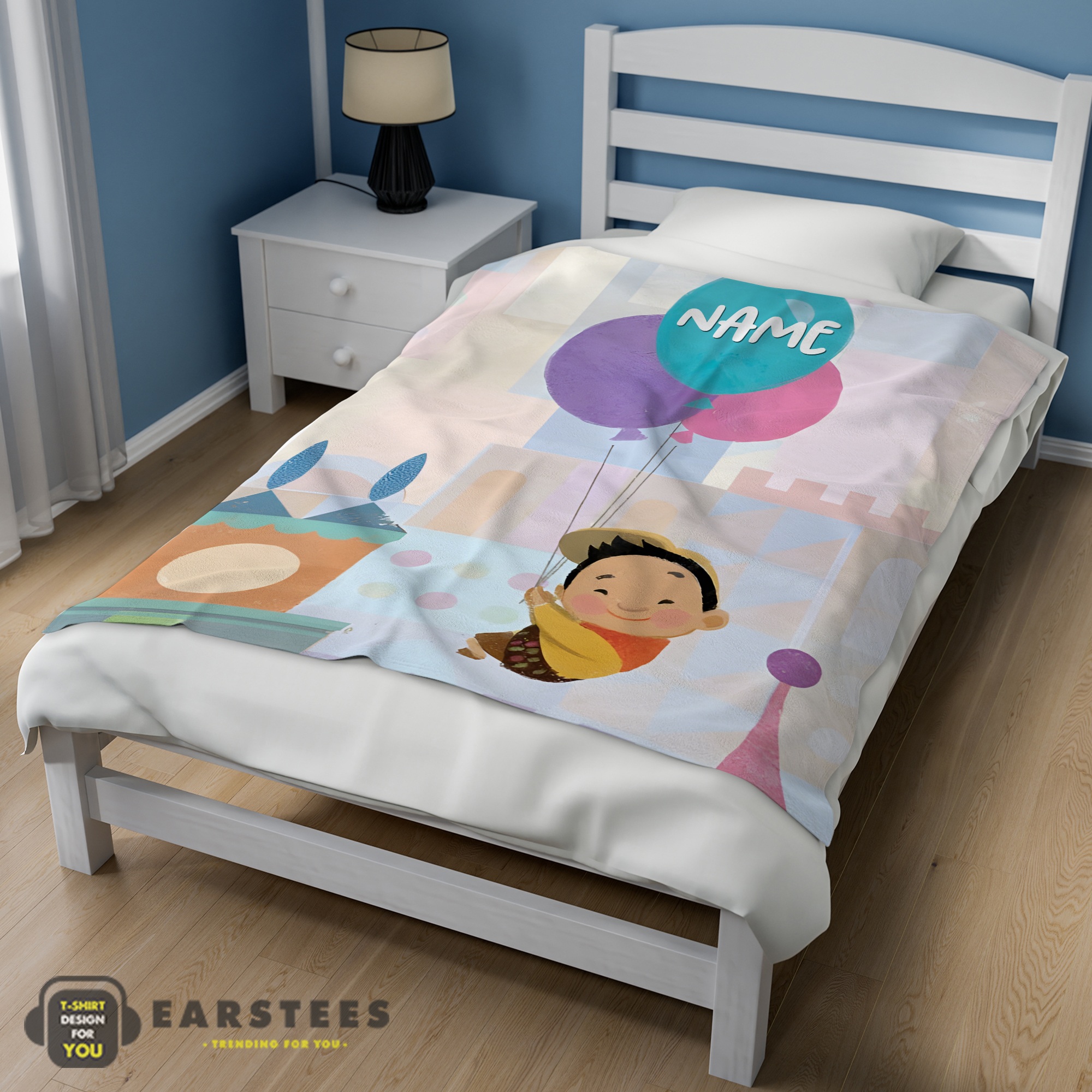 Good Disney Cartoon Up Boy With Balloon Blanket Fleece Customized Blanket - Image 3