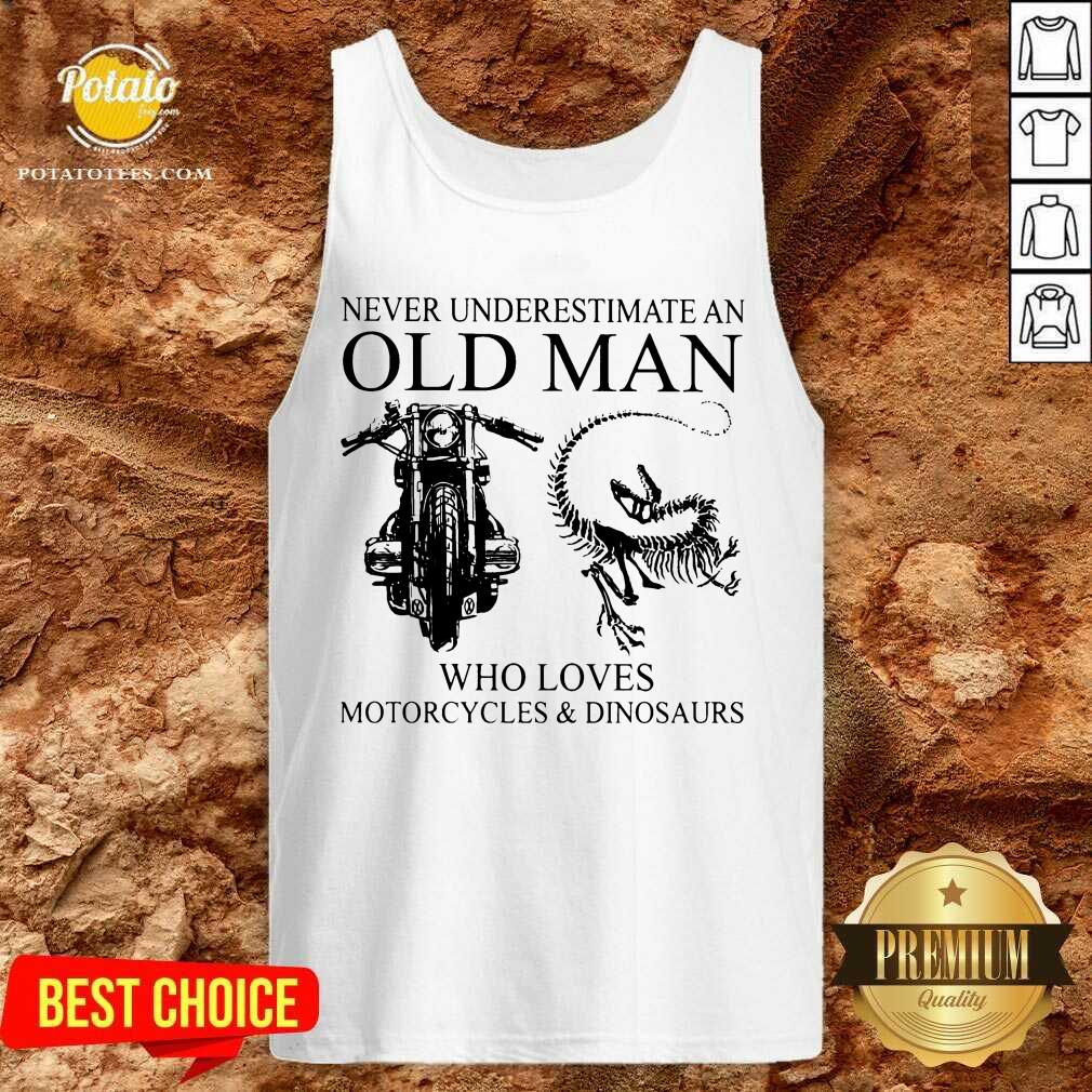 Never Underestimate An Old Man Motorcycle And Dinosaur Shirt - Image 3