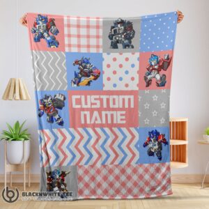 Chibi Optimus Prime Transformers Pattern Blanket Fleece Customized Premium Blanket