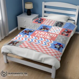 Alternative view of Chibi Optimus Prime Transformers Pattern Blanket Fleece Customized Premium Blanket