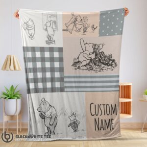 Premium Cute Classic Winnie The Pooh & Friends Sketch Blanket Fleece Customized Blanket