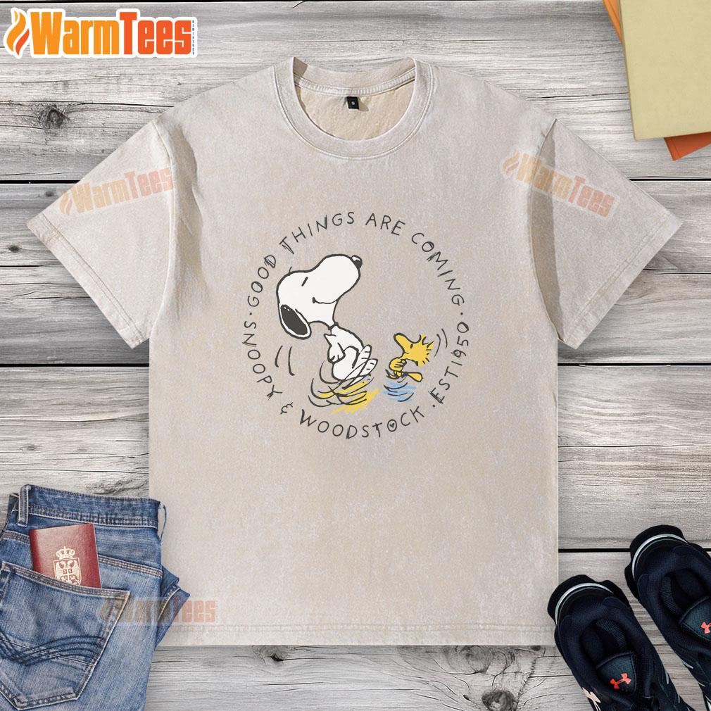 Pretty Peanuts Good Things Are Coming Snoopy & Woodstock T-Shirt - Image 6