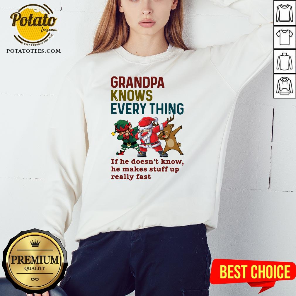 Cute Santa And Friend Dabbing Grandpa Knows Every Thing If He Doesn’t Know Shirt - Image 4