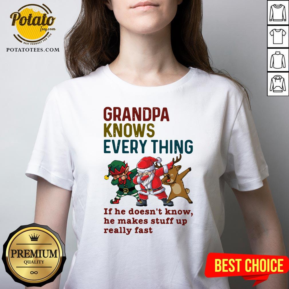Cute Santa And Friend Dabbing Grandpa Knows Every Thing If He Doesn’t Know Shirt - Image 2