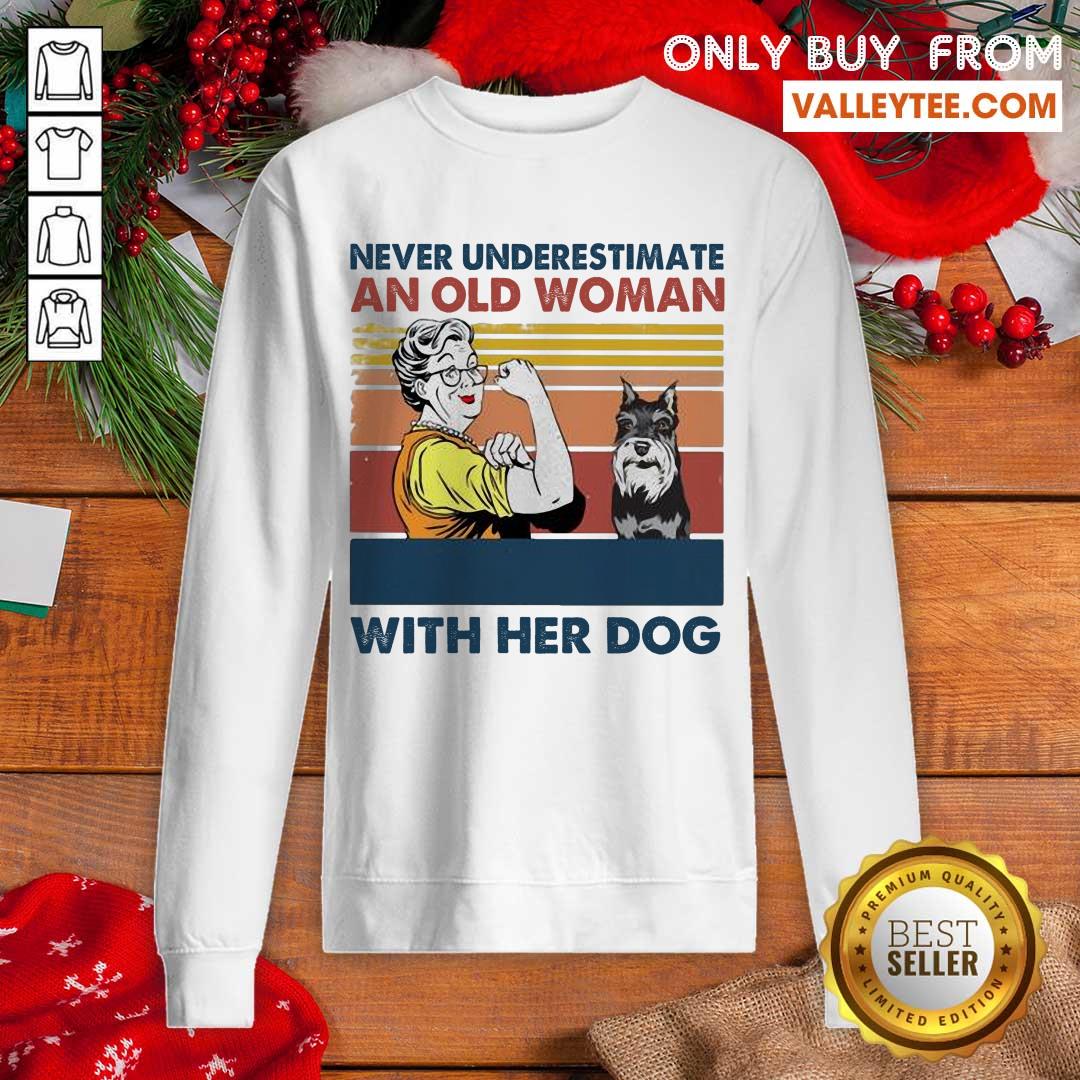Pro Never Underestimate An Old Woman With Her Dog Miniature Schnauzer Vintage Shirt - Image 5