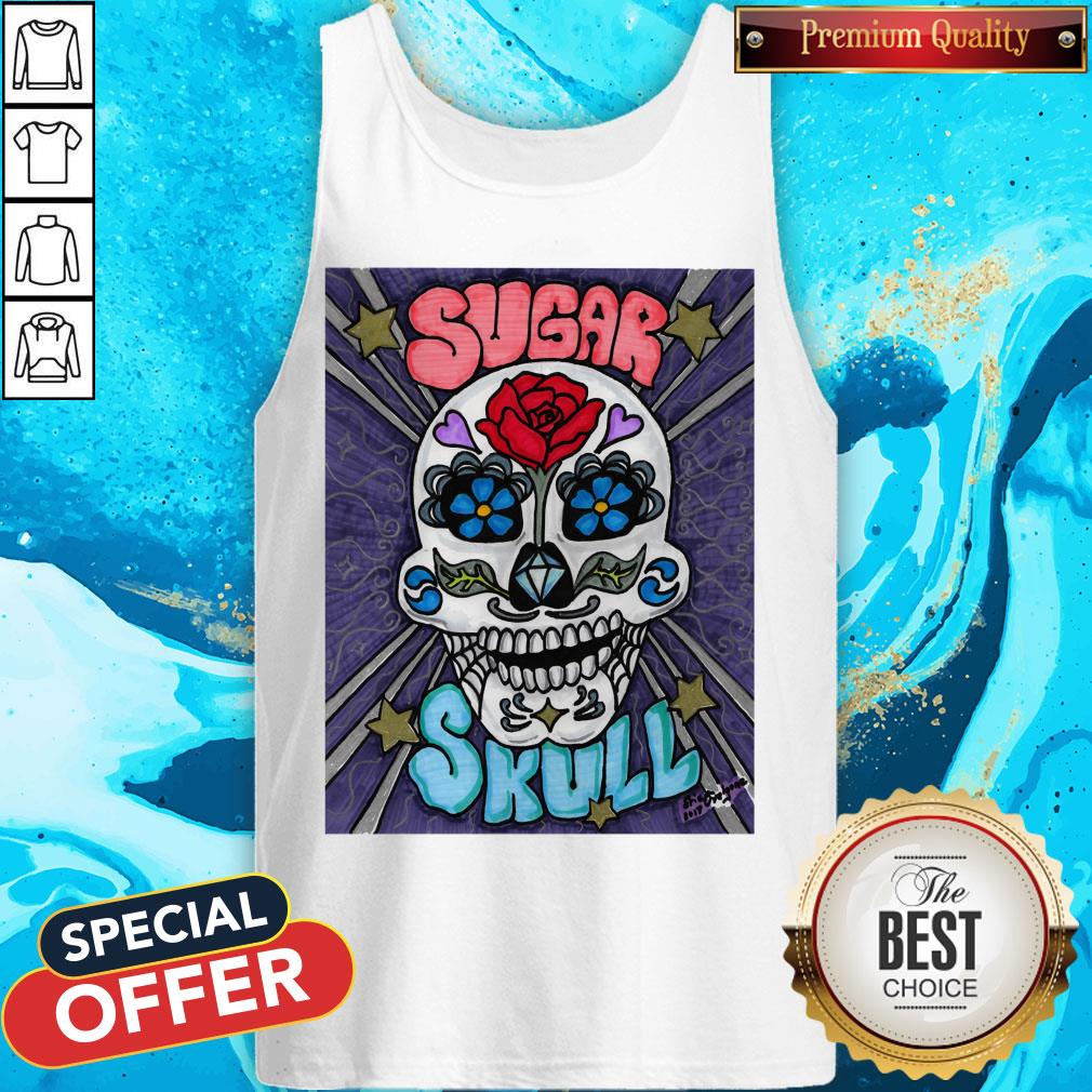 Sugar Skull Trippy Day Of The Dead Muertos Shirt - Image 3