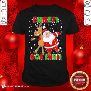 Colorful Santa Claus And Reindeer Enne Ook Enne Christmas Shirt