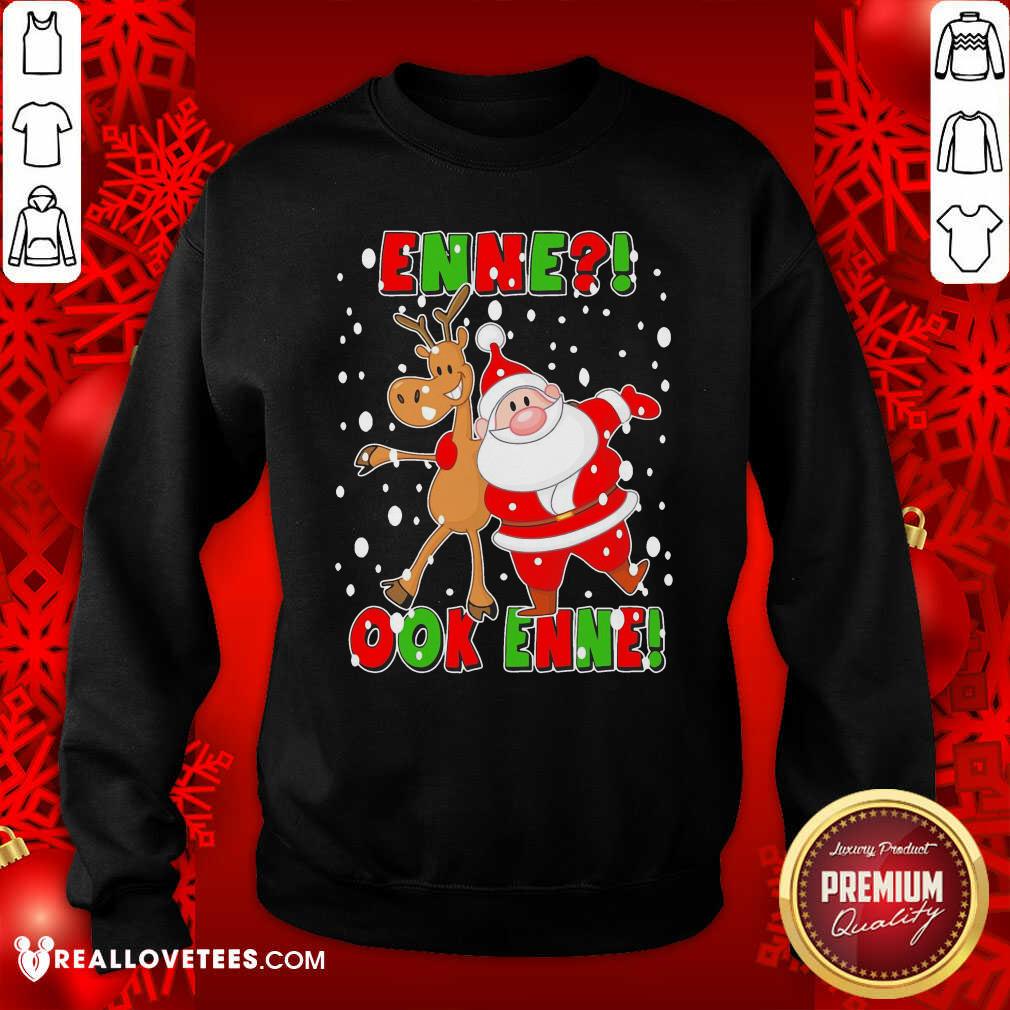 Colorful Santa Claus And Reindeer Enne Ook Enne Christmas Shirt - Image 3