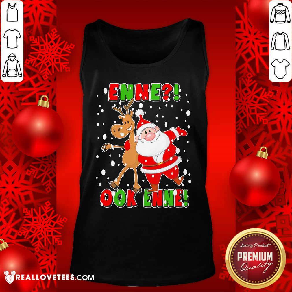 Colorful Santa Claus And Reindeer Enne Ook Enne Christmas Shirt - Image 2
