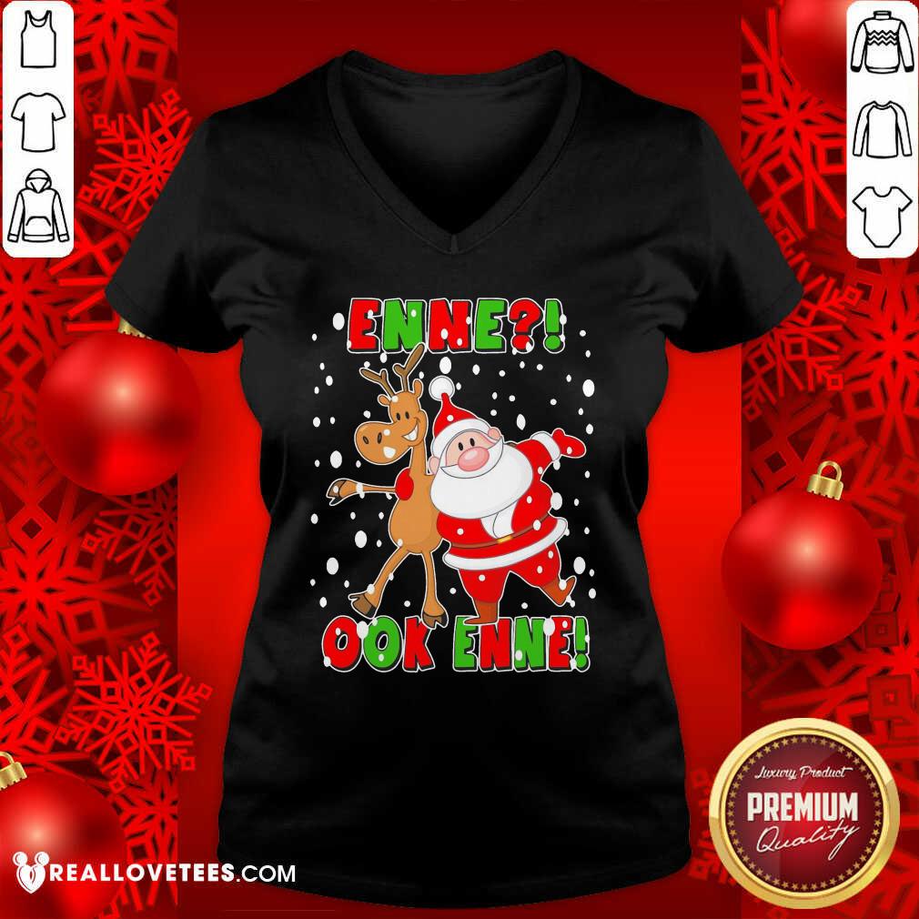 Colorful Santa Claus And Reindeer Enne Ook Enne Christmas Shirt - Image 5
