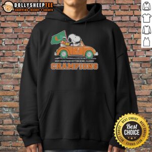 Alternative view of Top Miami Hurricanes With Snoopy And Woodstock Riding Car Goodyear Cotton Bowl Classic Champions T-Shirt