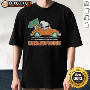 Top Miami Hurricanes With Snoopy And Woodstock Riding Car Goodyear Cotton Bowl Classic Champions T-Shirt