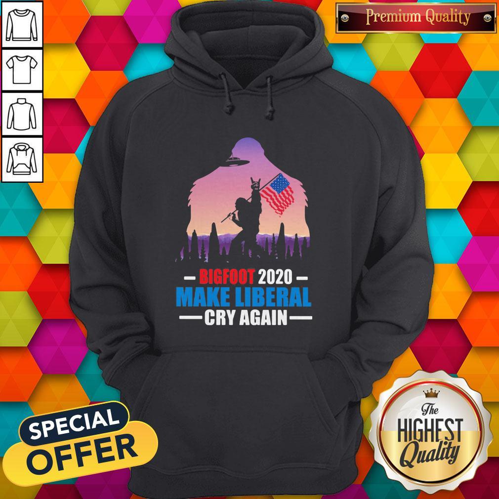 Bigfoot 2020 Make Liberal Cry Again American Flag Shirt - Image 5