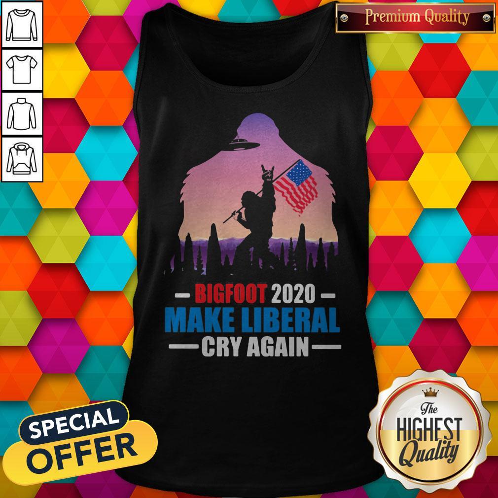 Bigfoot 2020 Make Liberal Cry Again American Flag Shirt - Image 3