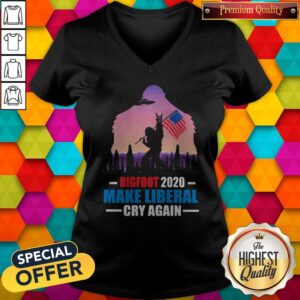 Alternative view of Bigfoot 2020 Make Liberal Cry Again American Flag Shirt