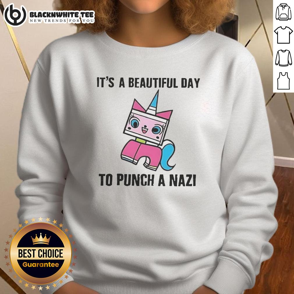 Premium It's A Beautiful Day To Punch A Nazi Princess Unikitty T-Shirt - Image 5