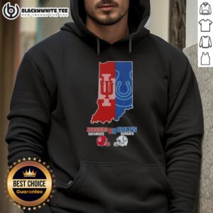 Alternative view of Official Indiana Map Sports Hoosiers Saturdays On Colts Sundays Football Helmets T-Shirt