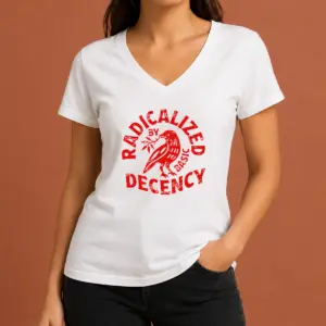 Alternative view of Top Radicalized By Basic Decency Distressed Bird Shirt