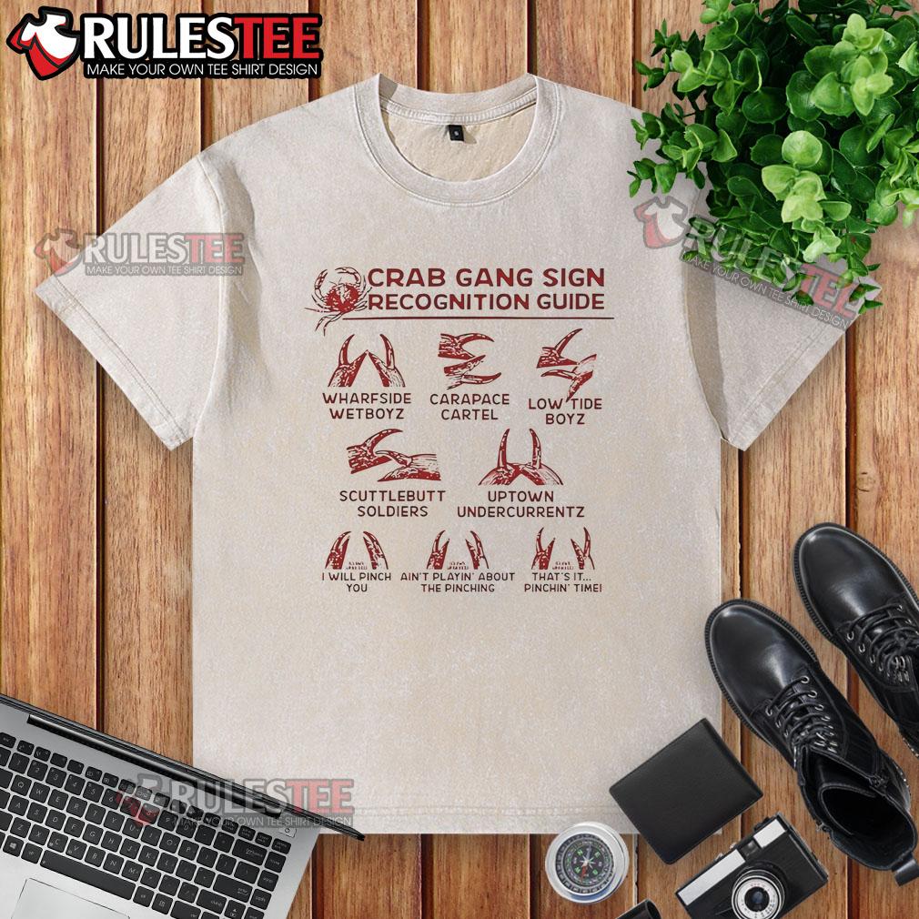Funny Crab Gang Sign Recognition Guide T-Shirt - Image 6