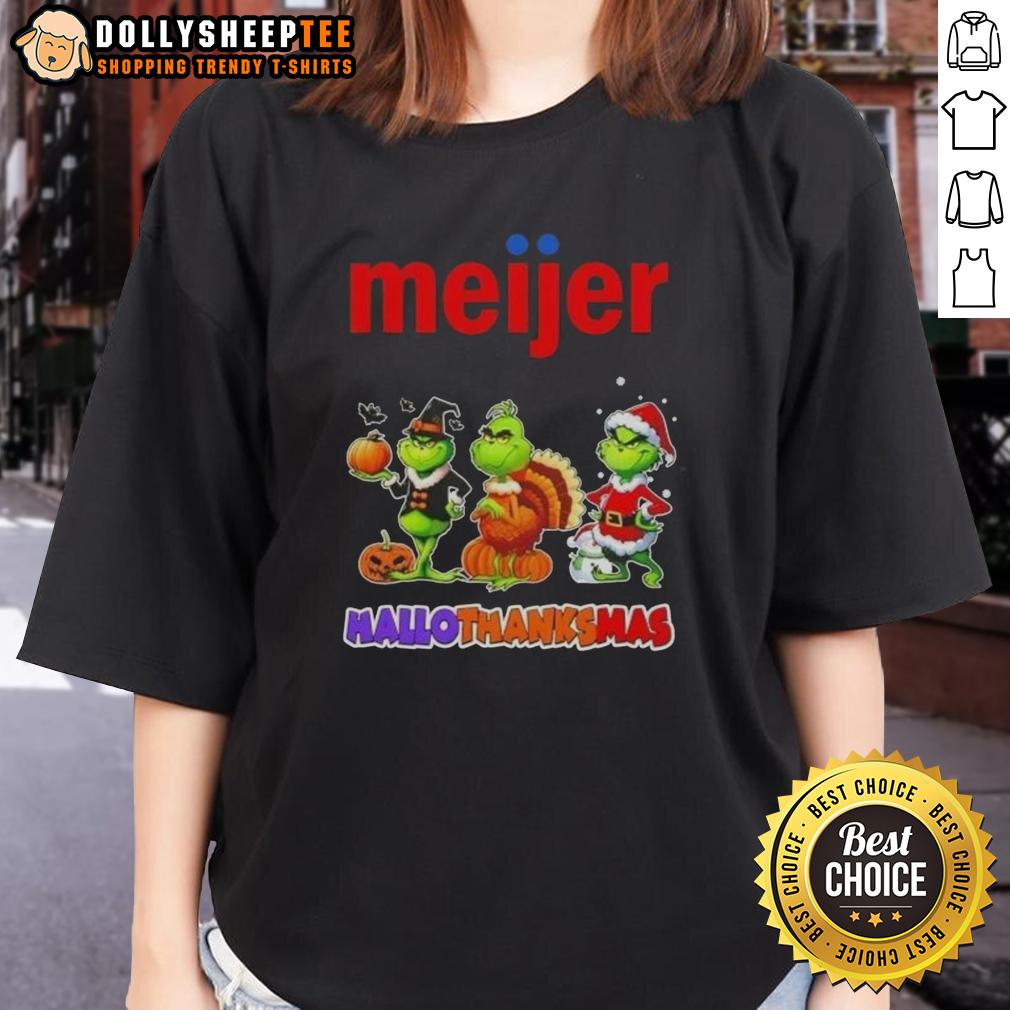 Good Meijer X Grinch Cosplay Happy HalloThanksMas T-Shirt - Image 3