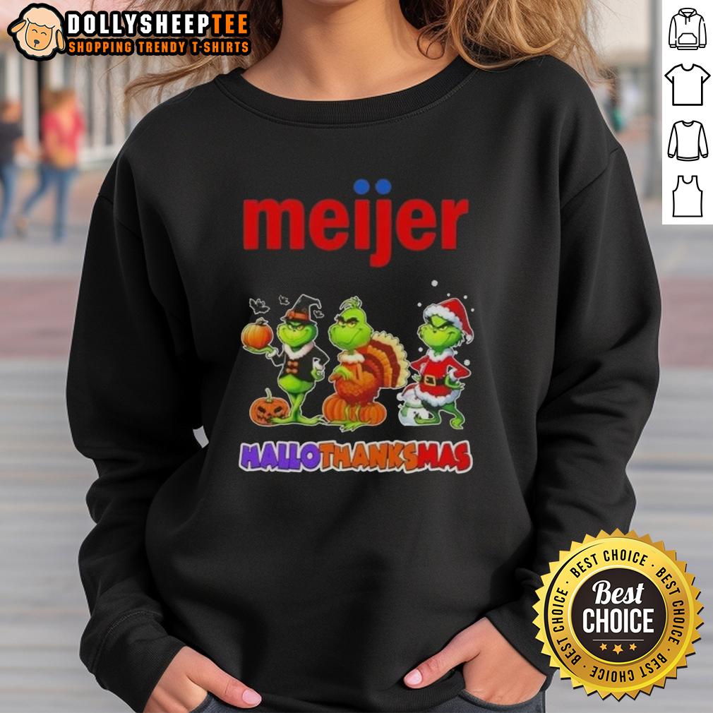 Good Meijer X Grinch Cosplay Happy HalloThanksMas T-Shirt - Image 5