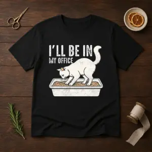 Good I Will Be In My Office Funny Cat Meme Litter Box Shirt